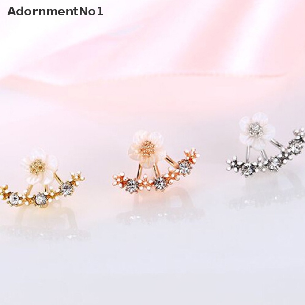 (AdornmentNo1) Anting Tusuk Bentuk Bunga Aster Aksen Kristal Untuk Perhiasan Wanita