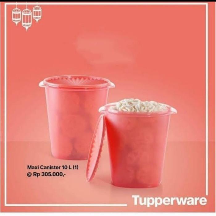 Toples Jumbo Kerupuk Snack Maxi Canister 10L Tupperware Warna Peach