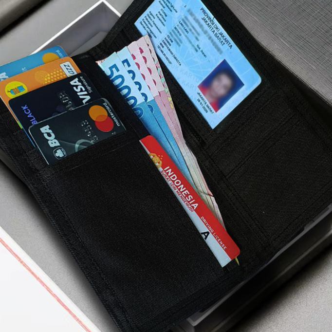 Nikmati Dompet Pria Dompet Panjang Ck71 Dompet Kanvas Dompet Lipat Polos Impor - Hitam Sale