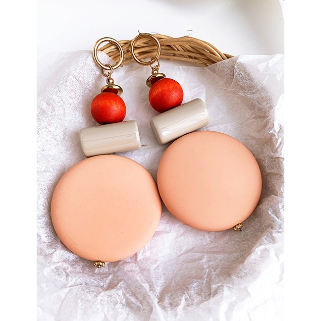 LRC Anting Tusuk Fashion Alloy Resin Round Earrings F7353X