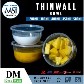 Thinwall RB 200ml-300ml-400ml-450ml-500ml |Thinwall Mangkuk Round Bowl 200ml-300ml-400ml-450ml-500ml | Repack isi 10 Pcs |