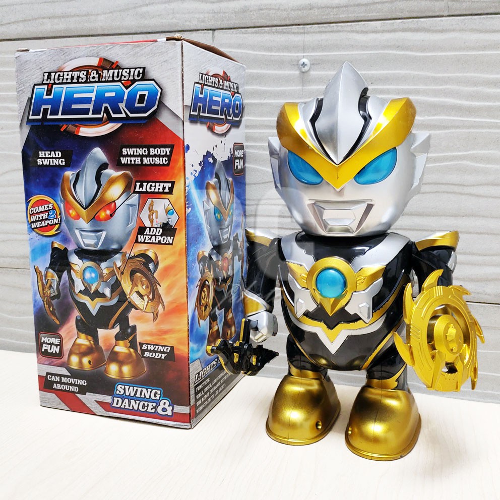 Dance Hero Ultraman Mainan Robot Superhero Menari Ada Lampu &amp; Musik