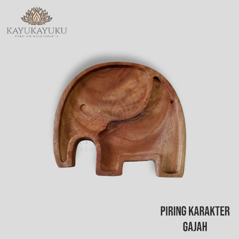 Piring Makan Anak / Piring Kayu Model Gajah