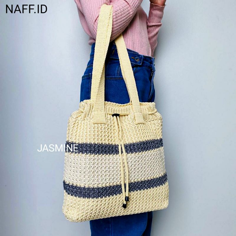 NAFF.ID - &quot;jASMINE &quot;Totebag Rajut|Tas Bahu Kekinian | Tas Laptop 13 inch