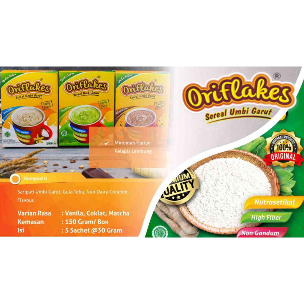 ORIFLAKES DAILY DRINK - Minuman harian pelapis lambung | Oriflakes DAILY isi 5 sachet @30gr |  Vanil