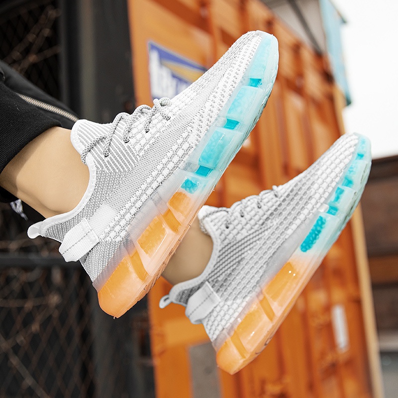 Sepatu 2022   Kelapa Sepatu Jelly Bawah  Woven Terbang LaceUp Fashion Menjalankan Olahraga Kasual Se