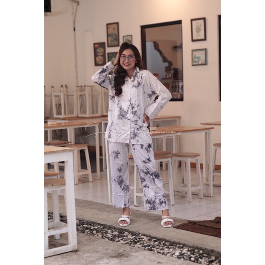 JOLIS - SETELAN BAJU WANITA TIE DYE BALI CARDIGAN DRESS OUTER KULOT OUTFIT PANTAI KEKINIAN ATASAN MO
