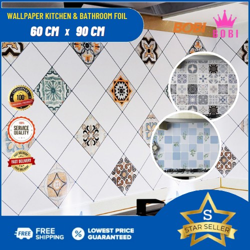 Wallpaper Sticker Dapur Aluminium Foil Anti Minyak &amp; Air / Ukuran 60x90cm