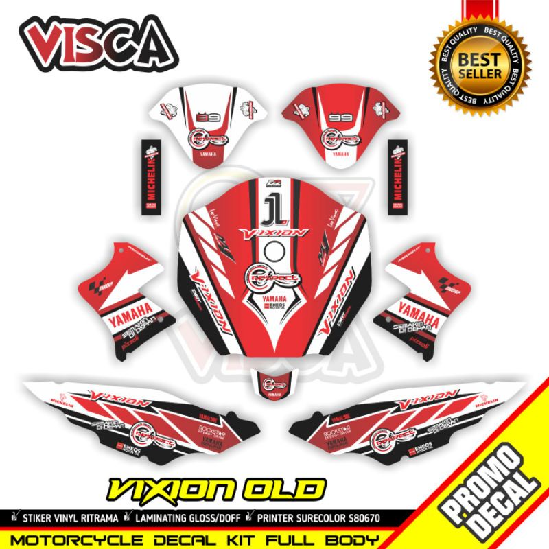STICKER DECAL MOTOR VIXION OLD FULL BODY MOTIF MERAH PUTIH