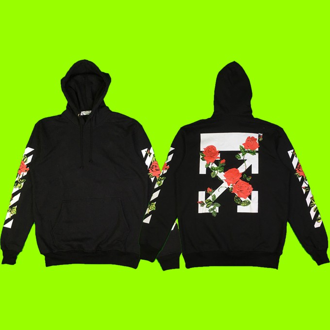 JAKET SWEATER HOODIE OFF WHITE ROSE PERFECT HIGH QUALITY