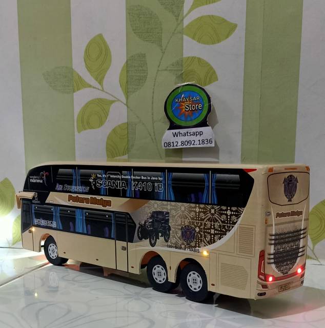 Miniatur Bus bis putra mulya DD plus lampu