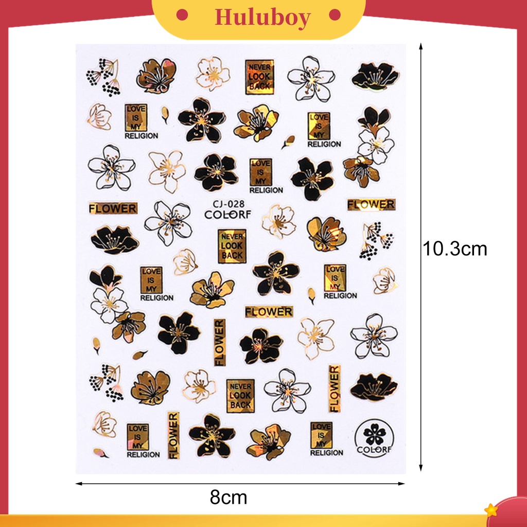 Huluboy Huluboy♡ Stiker Kuku Warna Hitam Bronzing Bahan Kertas Untuk Manicure Wanita