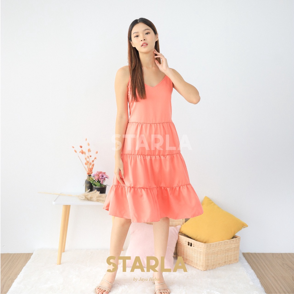 RUFFLE DRESS PREMIUM SLEEVELESS DRESS CASUAL DRESS KOREAN DRESS POLOS DRESS SANTAI LILY STARLA