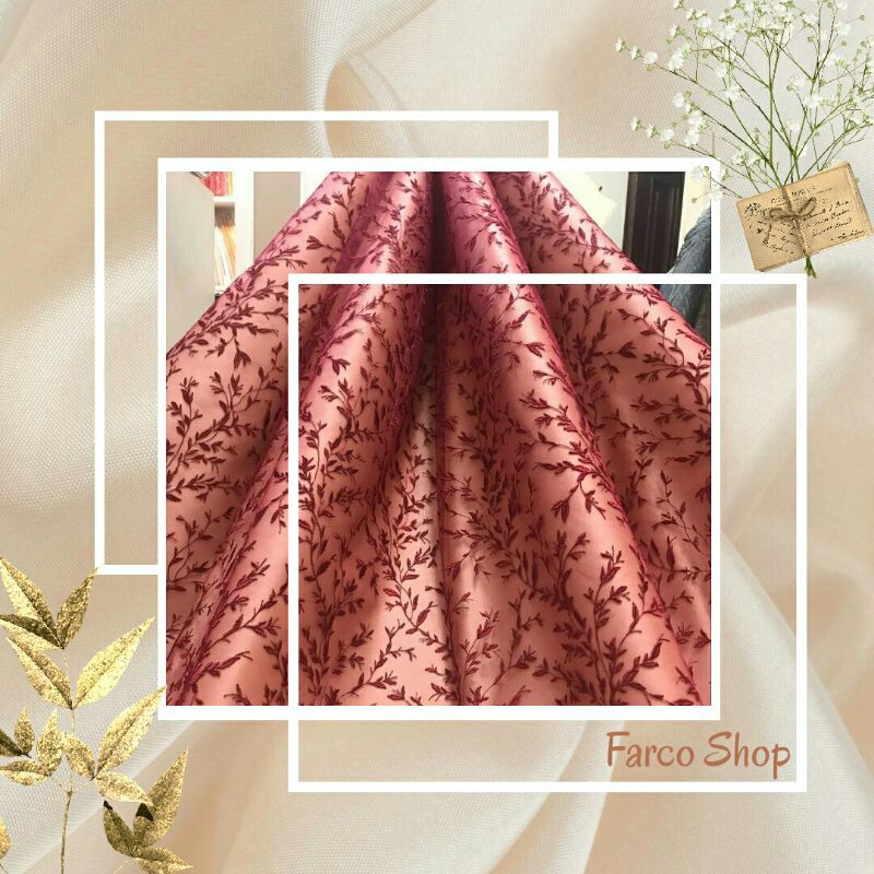 Kain Tile Bordir Bunga Kecil Tangkai Harga Per 0 5m Shopee Indonesia