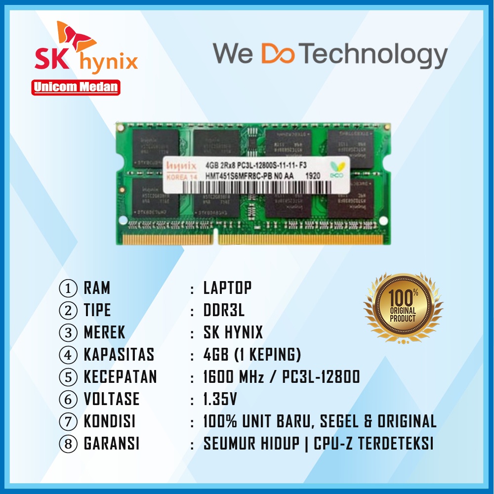 RAM LAPTOP DDR3L 4GB 1600MHZ PC3L-12800 SK-HYNIX