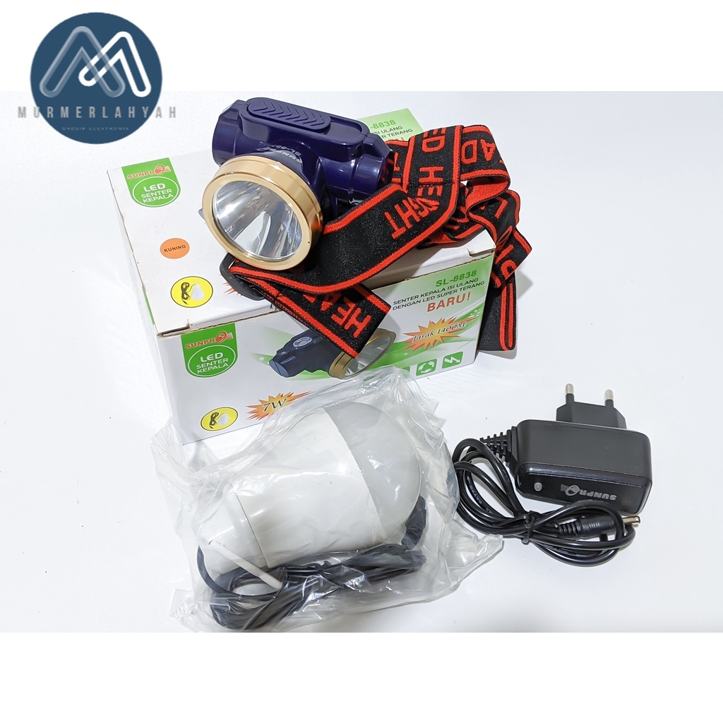 Terbaru / Senter Kepala Sunpro SL 8838 / Bisa Korek Api / Headlamp Sunpro SL-8838 7 Watt / original