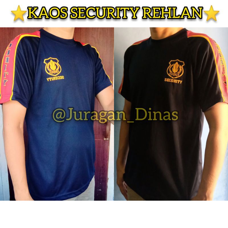 Seragam Baju Kaos Dalam Oblong Round Neck Satpam Security Lengan Pendek Bahu Kombinasi