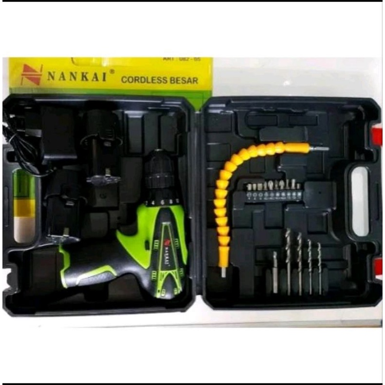 NANKAI 2 BATERAI Cordless Drill bor baterai 12 V