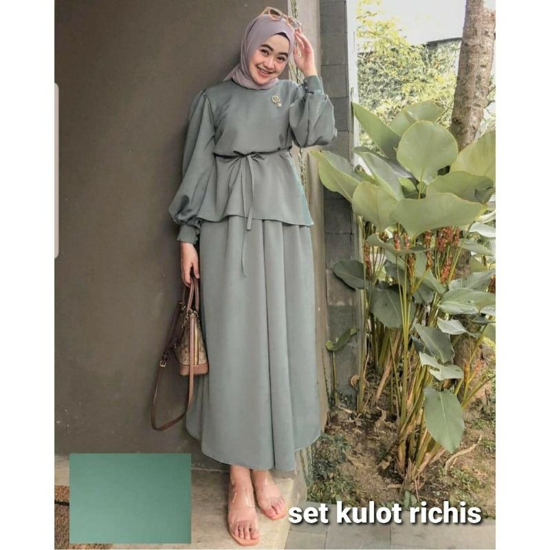 SET KULOT RICHIS Setelan richis kulot murah Setelan gamis kulot setelan baju perempuan kemeja celana