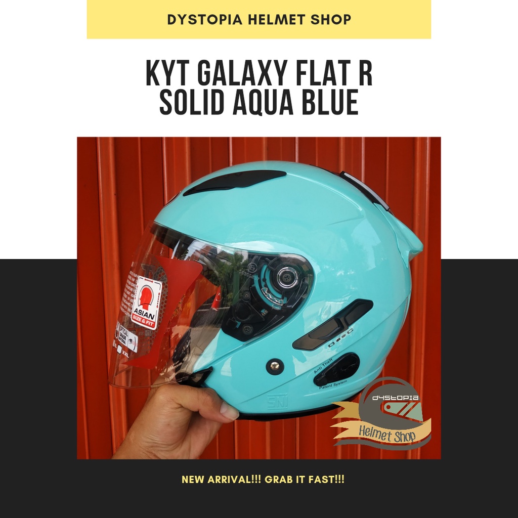 KYT Galaxy Flat R Solid Aqua Blue KYT Galaxy Slide Flat Visor