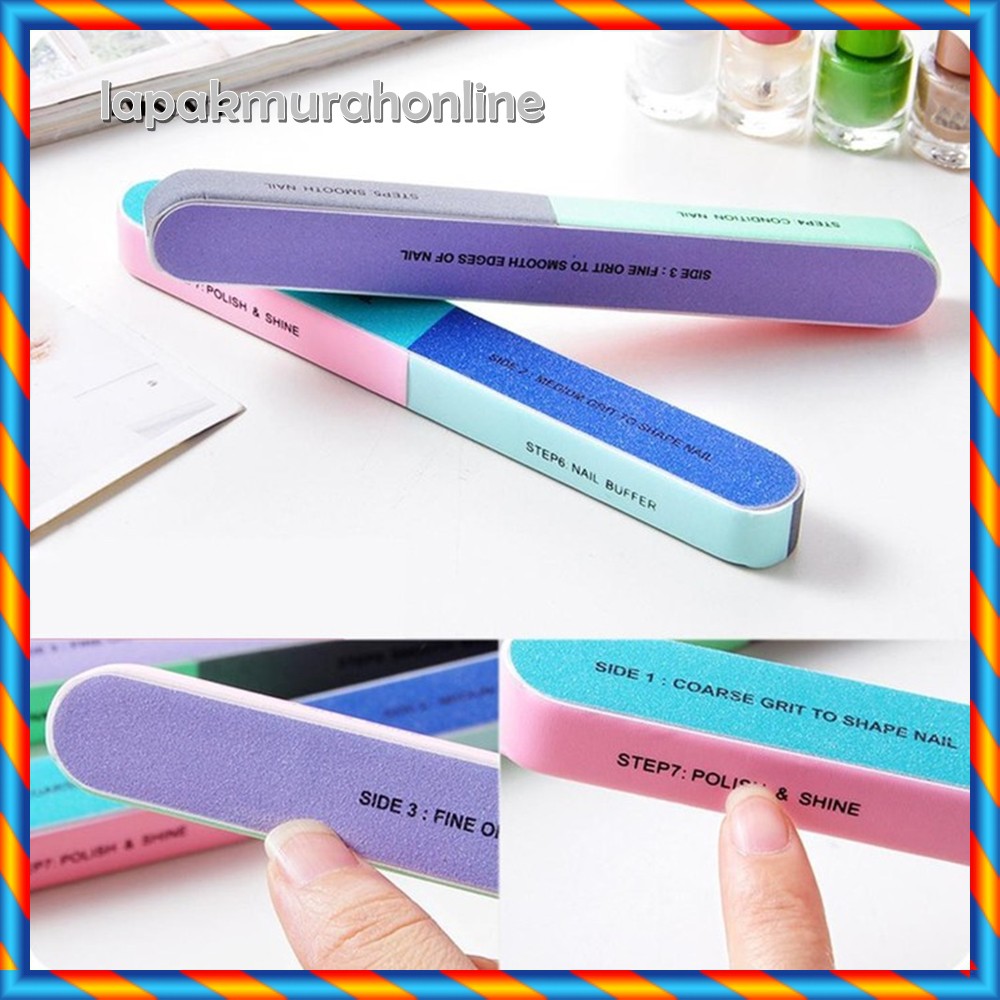 Nail Buffer 7 Steps Alat Penghalus Kuku Amplas Kikir Nail Art Manicure Pedicure Perawatan Pengkilap