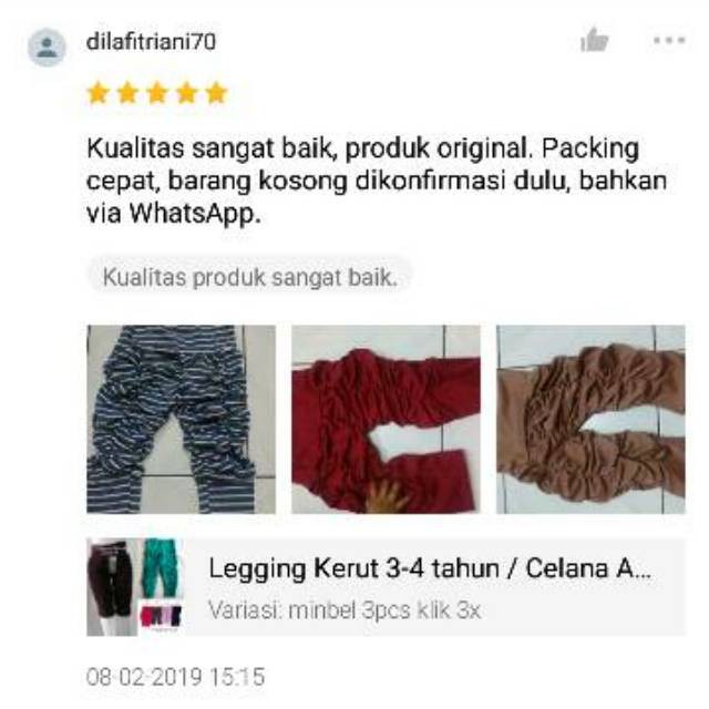 Legging Kerut 3-4 tahun / Celana Anak Perempuan Murah Adem /Celana Harian /Celana Ulat Santai Size M