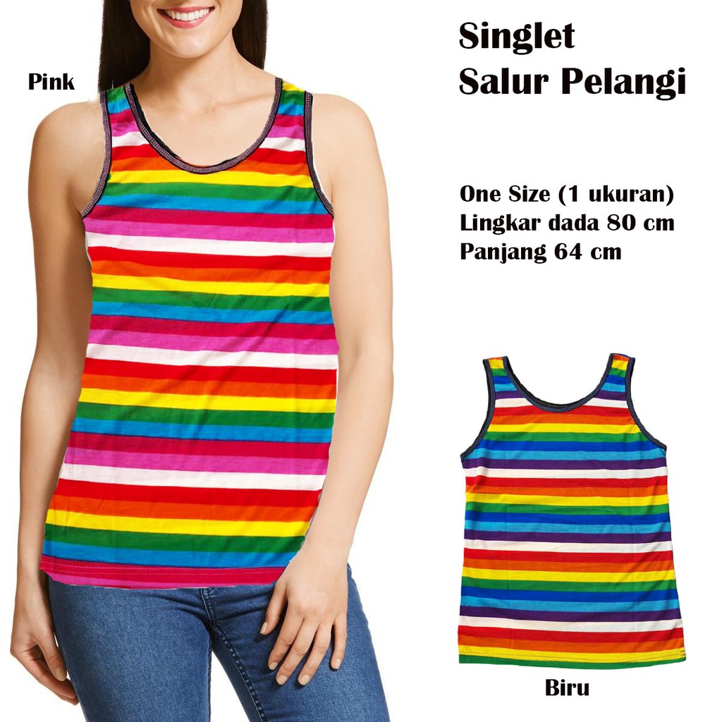 Kaos Singlet wanita Salur Pelangi