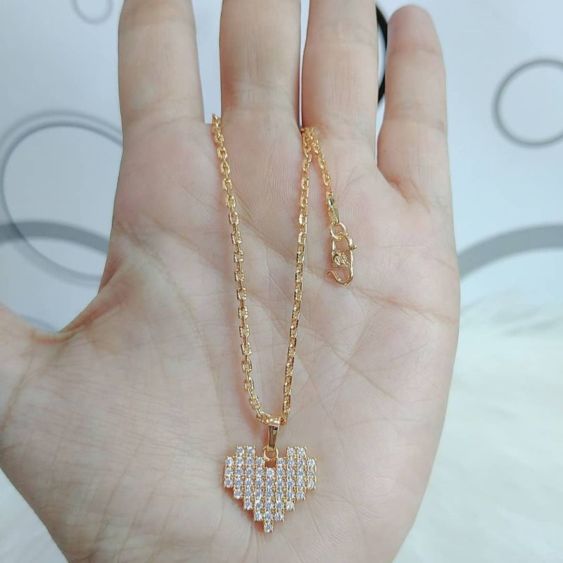 (Anti Karat) KALUNG HATI LOVE FULL MATA