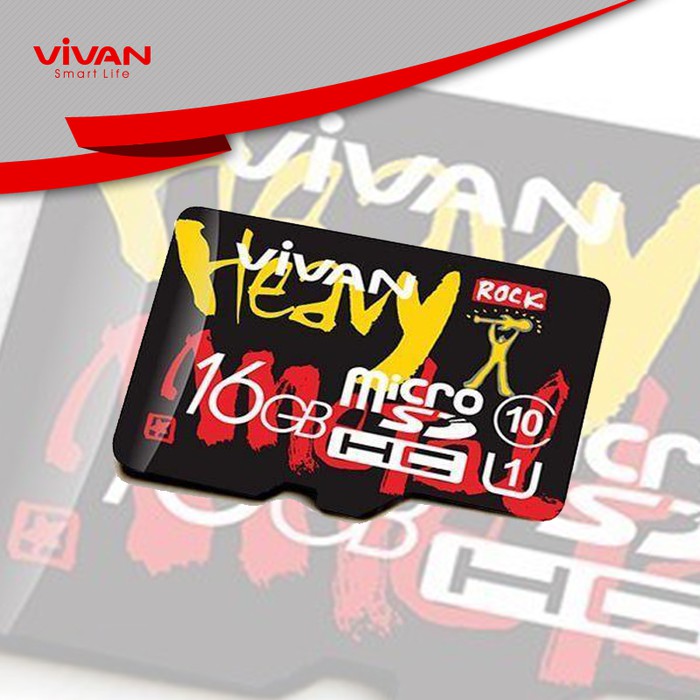 Micro SD VIVAN V16U10 16GB  TF Card Memory Card Class 10 Black + Red - Garansi Resmi vivan