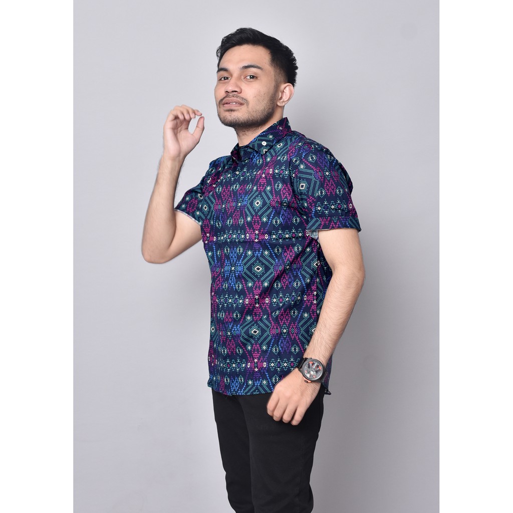 Babedo Kemeja Batik Pria Slim Fit Motif Snow Premium Lengan Pendek