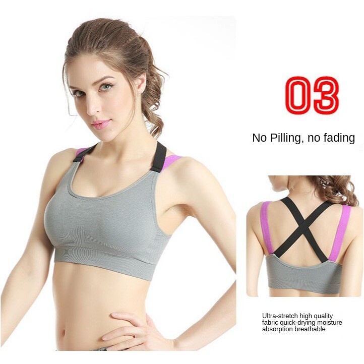 Sport bra wanita cross beauty back vest type gym bra seamless 2082