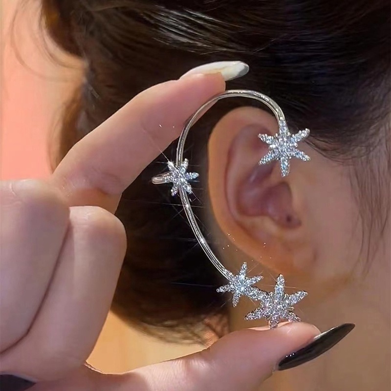 17km Anting Klip Wanita Bentuk Hati / Kupu-Kupu / Daun / Pita Hias Kristal Elegan-6