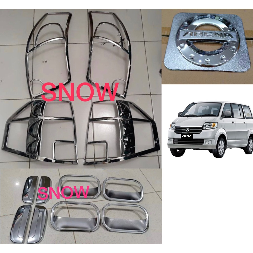 Paket Garnish Depan Belakang Outer Handle Tank Cover APV ARENA Chrome