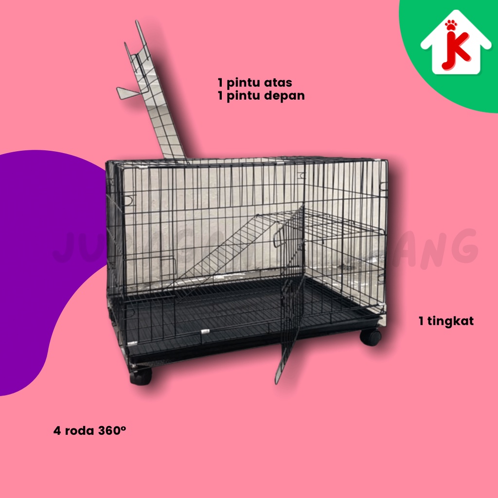 KANDANG HEWAN KUCING ANJING UKURAN JUMBO BESI LIPAT 78x47x54-2