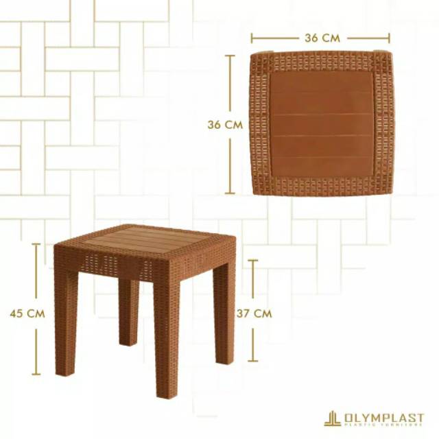 OLYMPLAST - Meja Kopi Olymplast Coffee Table Motif Rotan dengan Kayu (OCT R)