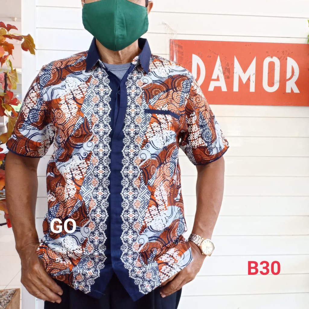 gos  BRSD DAMOR (CRESSIDA) KEMEJA BATIK Cowok Pakaian Pria Baju Batik Dewasa Lengan Pendek