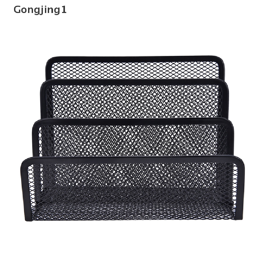 Gongjing1 Rak Organizer Mesh Hitam Holder Kertas Surat / File Untuk Meja Kantor