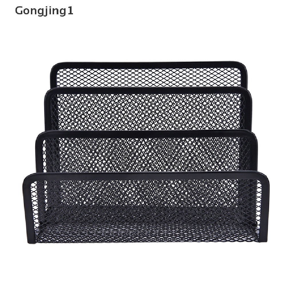 Gongjing1 Rak Organizer Mesh Hitam Holder Kertas Surat / File Untuk Meja Kantor