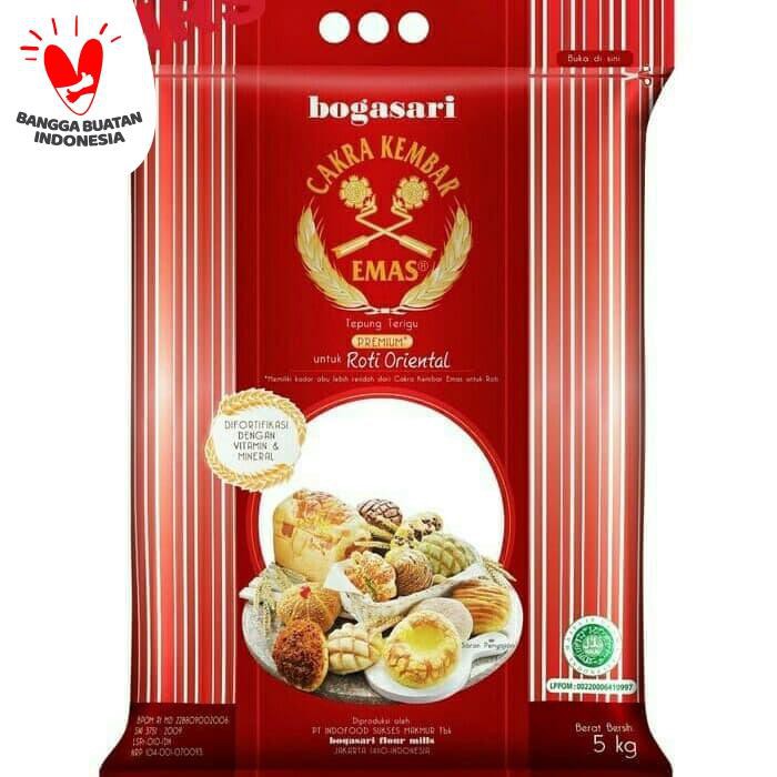 

Tepung Cakra Kembar Emas Bogasari Premium Oriental 5 Kg
