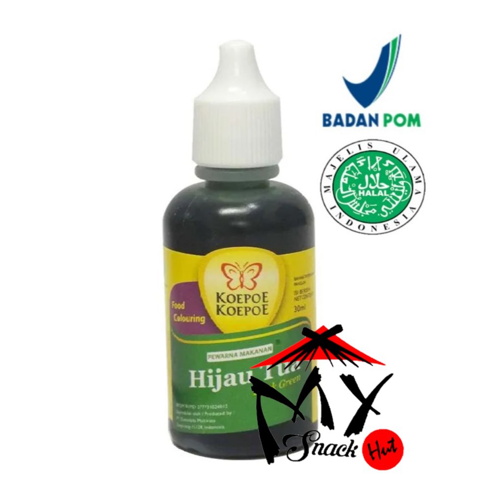 KOEPOE PEWARNA HIJAU TUA 30ML - KUPU SUMBO MAKANAN DARK GREEN FOOD BAKING COLOURING HALAL MUI