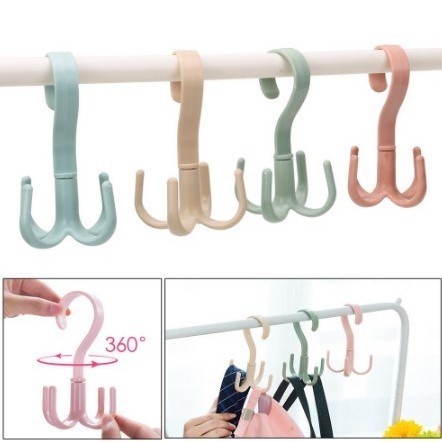 GANTUNGAN 4 KAIT / HOOK BISA PUTAR 360­° HANGER SERBAGUNA MAGIC HOOK 4 KAIT