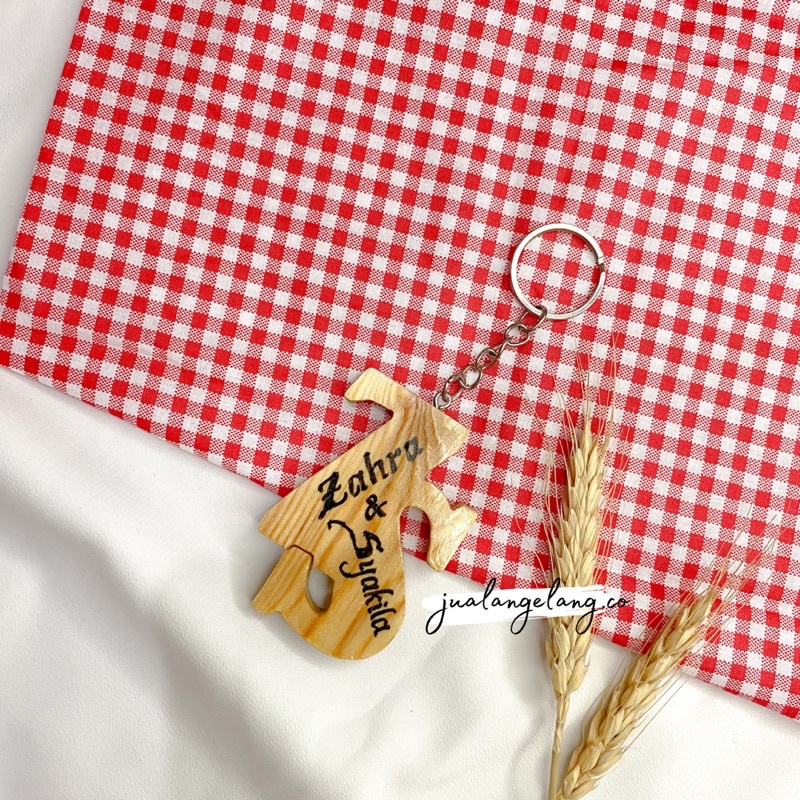 GANCI KAYU INISIAL FREE UKIR NAMA / GANCI UKIR NAMA / GANTUNGAN KUNCI MOTOR / GANTUNGAN CUSTOM