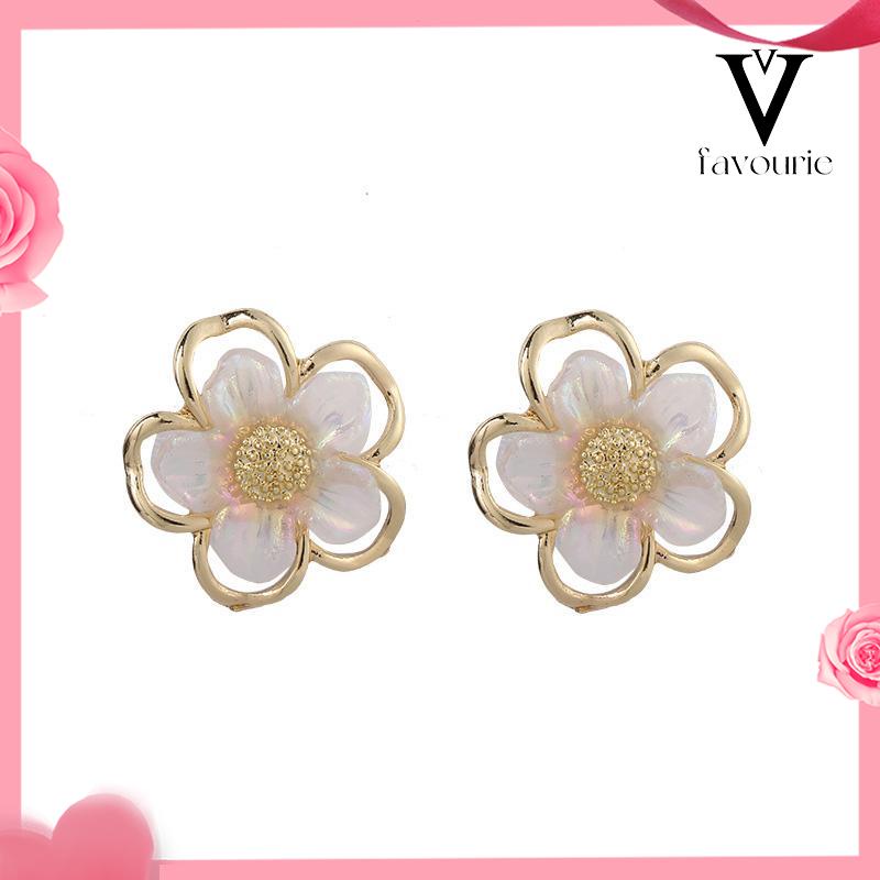 [COD]Simple Retro Super Fairy Double Layer Flower Earrings Wanita Anting Fashion Pribadi-FA