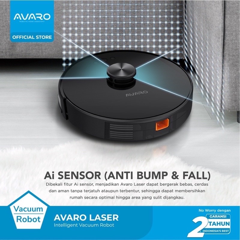 Robot Vacuum Cleaner Avaro LASER 2in1 Vacum &amp; Mopping Anti Bump &amp; Fall sapu pell otomatis untuk rumah ruang tamu kamar dapur murah