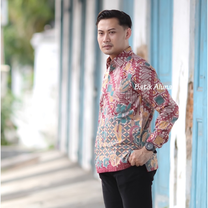 Baju Batik Pria Lengan Panjang Solo Asli Premium Batik Aluna PCW 066