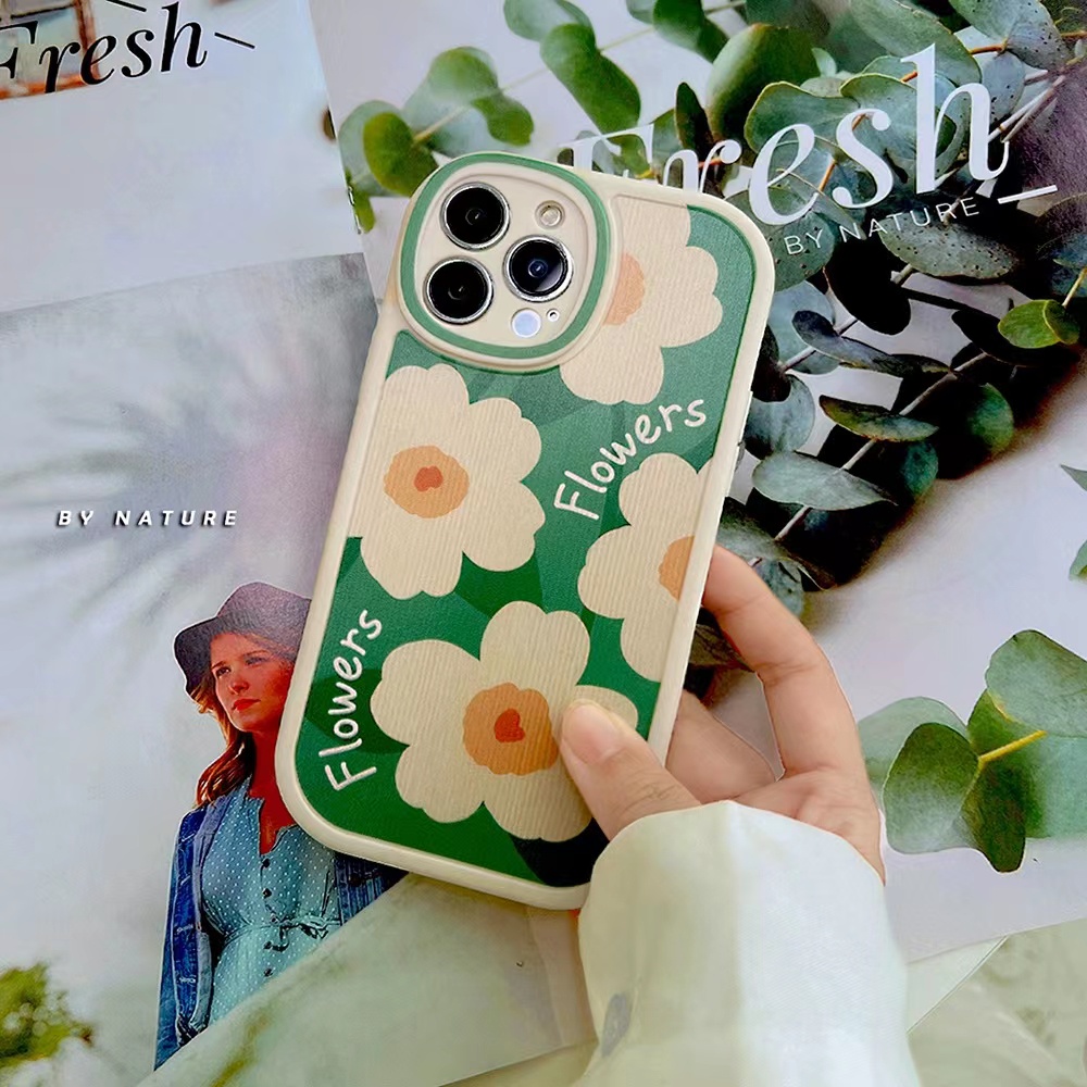 Soft Case Bahan Kulit Pu Motif Kartun Oval Untuk iPhone 13 13pro 13prm 11 7Plus 8Plus Xr XS 13 12 Pro Max