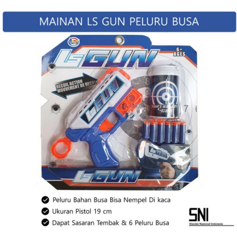 Mainan Pistol Nerf Shooter Gun LG 8 Soft Bullet