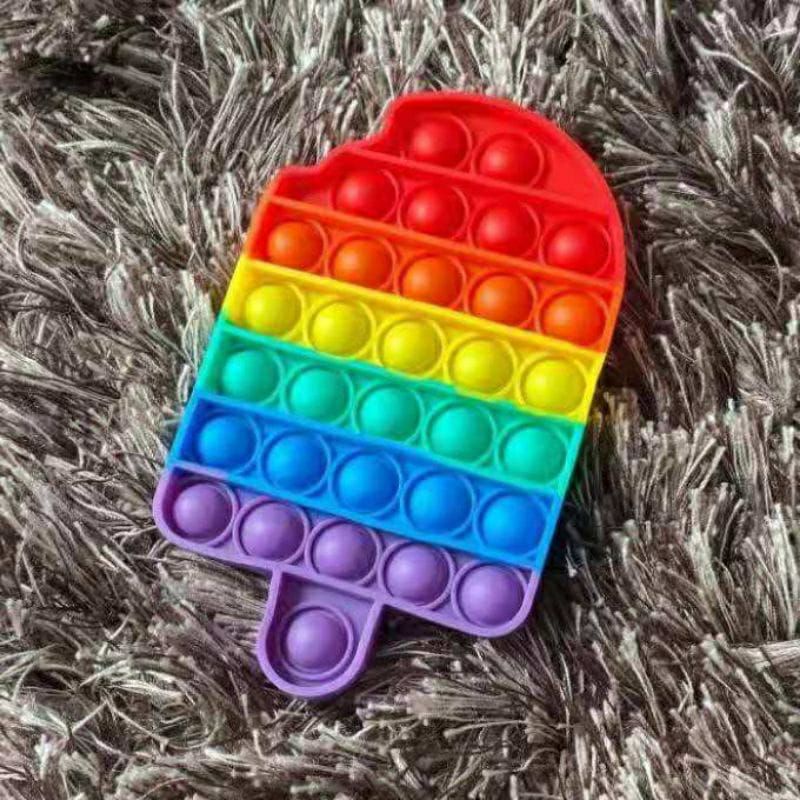 Mainan pop it murah popit Pop Its Square rainbow multicolor Fidget Toy Push bubble-7