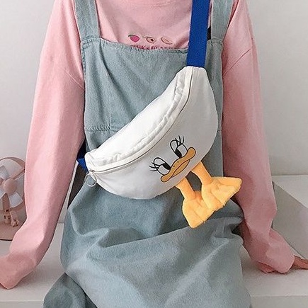 WAIST BAG SLING BACK DONALD DUCK / TAS KOREA SELEMPANG / TAS SLEMPANG KOREA 3D LUCU / donald bebek tas anak