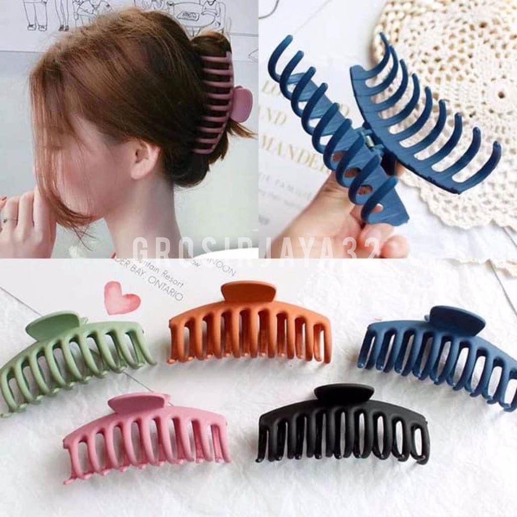 (GROSIRJAYA32) Jedai Rambut GARPU DOFF Jepit Rambut Korea Besar 11cm Praktis Aksesoris Fashion / Jepit Rambut Besar Polos